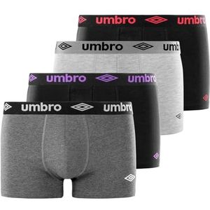 Umbro Boxershorts voor heren, katoen, onderbroek voor heren, gevoelige huid, anti-irritatie (4 stuks), Zwart, S