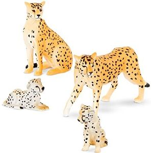 Terra by Battat AN2820Z Family-Miniatuur Cheetah Speelgoed Dieren voor Kinderen 3 Jaar Oud & Up (4St), Geel