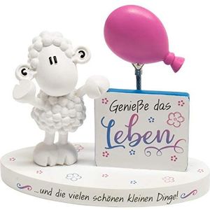 Sheepworld 46206 Fotohouder met schapenfiguur en spreuk Geniesse das Leben, hoogte ca. 7 cm
