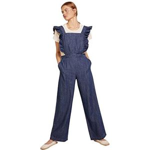 Springfield Jeans-jumpsuit voor dames met ruches, duurzaam, middenblauw, normaal voor dames, Medium Blauw, 32