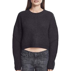 Urban Classics Dames sweatshirt Ladies Wide Oversize Sweater Pullover voor vrouwen, verkrijgbaar in meer dan 10 kleuren, maten XS - 5XL, zwart, L