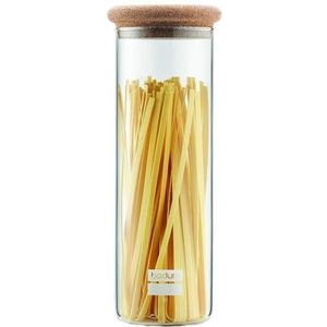 Bodum Yohki 8687-109-2 Voorraaddozen met kurkdeksel, 1,9 l voorraaddozen, glas, kurk, transparant, 10,29 x 10,29 x 29,5 cm
