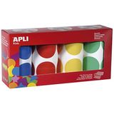 Apli Kids ronde kleurstickers, 4 rollen 45 mm geel, blauw, rood en groen
