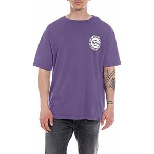 Replay Heren T-shirt korte mouwen met backprint, Violet 074, XL