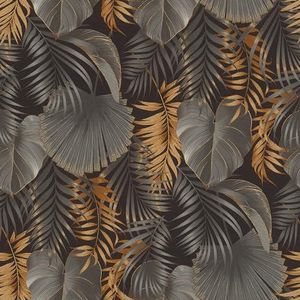 Rasch Behang 462043 - donker vliesbehang met jungle-motief, jungle-behang in zwart en goud - 10,05 m x 0,53 m (l x b)
