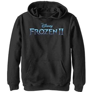 Disney Frozen 2 Logo Boy's Hooded Pullover Fleece, Zwart, Small, Schwarz, S