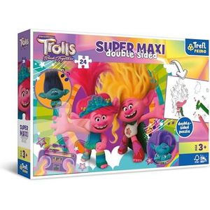 Trefl Primo– Trolls Band Together, Fijne Trollendag–3-in-1:Puzzel met 24 grote stukjes, spel met kleurelementen, kleurrijke puzzel met de helden uit de cartoon, voor kinderen vanaf 3 jaar.