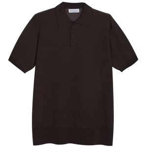 Diana Studio Poloshirt van jersey, heren, 100% lyocell, korte mouwen, casual fit, gemaakt in Italië, Bruin, S
