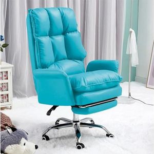 Shally Dogan Bureaustoel, verstelbare rugleuning, hoge bekleding, lounge met voetensteun, ergonomisch design, ideaal voor slaapkamer, thuis, werkkamer, werk (lichtblauw)