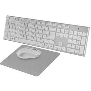 Tacens ZENITH, Draadloze 3-in-1 Combo met DualLink 2.4 GHz Technologie, Full-Size Membranen Toetsenbord met SmartKey Copilot AI, Optische Muis 3200 DPI, Nanotextiel Muismat, Franse Taal, Wit