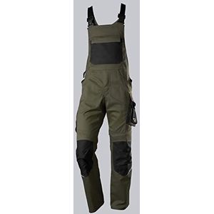 BP 1979-570-7332 Tuinbroek met kniezakken - Stretch bretels - Verstelbare tailleband - 65% Polyester, 35% Katoen - Normale pasvorm - Maat: 56n - Kleur: olijf/zwart