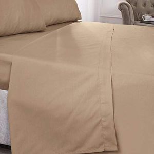 Emma Barclay Percale Flat Sheet Double Bed Koffie, 50Percent Katoen/Polykatoen/Polyester, Cappuccino
