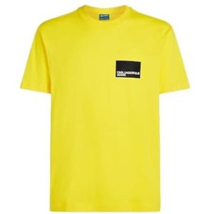 Karl Lagerfeld Jeans, Heren, Regular Korte Mouwen Box Logo Tee, Regular Fit, Geel, XS
