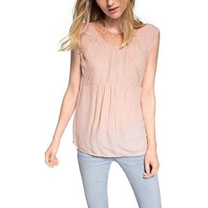 ESPRIT Dames Regular Fit blouse met kant, roze (Peach Blush 692), 44