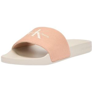 CK JEANS Women's Slide Monogram WMNS YW0YW01835 Flip Flops, Roze (Toscane/Eggshell), 6 UK, Roze Toscane Eierschaal, 39 EU