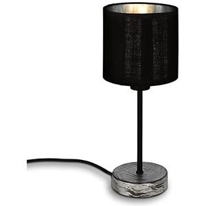 BRILONER - Tafellamp, tafellamp stoffen kap, bureaulamp, snoerschakelaar, 1x E14 fitting max. 25 watt, zilver-zwart.