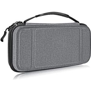 Fintie Draagtas voor Nintendo Switch/Switch OLED-model, schokbestendig, harde schaal opslag met 10 speelkaarthouders, bevestigingsriem voor Nintendo Switch console en accessoires,, A-grijs, Draagtas