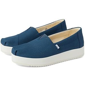 TOMS Dames Alp Midform Loafer Flat, Majolica blauw canvas, 3 UK, Majolica Blauw Canvas, 35.5 EU