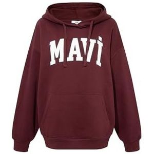 Mavi Dames Logo Hoodie Pullover, Pomegranate, XS, donkerrood, XS