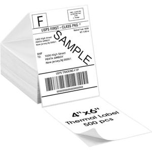 Thermisch papier, vretti verzendlabels, 4 x 6, DHL-etiketten compatibel met Etsy, Shopify, Ebay, Amazon, Royal Mail, FedEx, UPS, zelfklevende etiketten, 500 stuks
