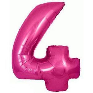 Suki Gifts S9603240 verjaardag getal 4 folieballon, 76 cm, roze