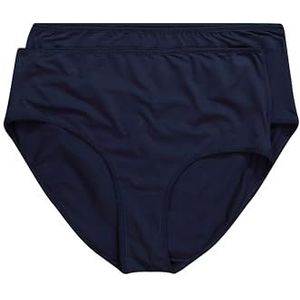 Ulla Popken Dames grote maten plus size maxislips, set van 2, extra fijn Supima-katoen, nachtblauw, 50-52