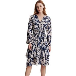 Gina Bacconi Dames V-hals Rouched Taille Jurk Cocktail, marineblauw, L