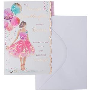 Piccadilly Greetings Verjaardagskaart Kleindochter - 10 x 7 inch - Regal Publishing, grijs|perzik|roze