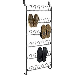 WENKO Deurschoenenrek, rek met 6 legplanken voor maximaal 18 paar schoenen om op te hangen aan de deur, opslag en organisatie in het hele huishouden, 59 x 151 x 14 cm, gepoedercoat metaal