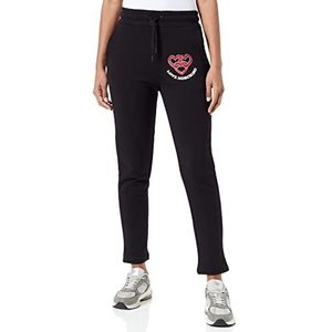 Love Moschino Joggingbroek voor dames, regular fit, met gekruiste hartjes, print, casual broek, zwart, 46