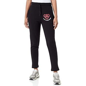 Love Moschino Regular Fit Jogger met geketende hartprint vrijetijdsbroek voor dames, Zwart, 36 NL