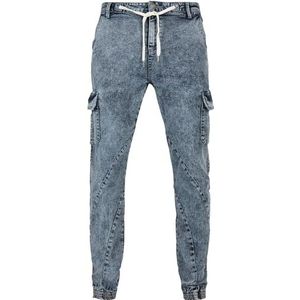 Urban Classics Heren Denim Cargo Jogging Broek, Light Skyblue Acid Washed, XL