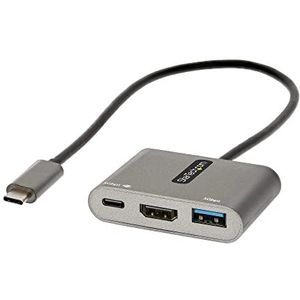 StarTech.comCDP2HDUACP2 USB C Multiport Adapter, USB-C naar HDMI 4K Video, 100W PD Pass-Through, USB 3.0 Hub 5Gbps (1xType-C/1xA), USB-C Mini Dock, USB-C Travel Dock, Laptop Docking Station,Grijs
