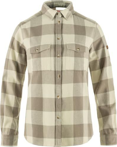 FJALLRAVEN 86999-021-113 Övik Heavy Flannel Shirt W T-Shirt Dames Fog-Chalk White Maat L, Fog-krijt Wit, L