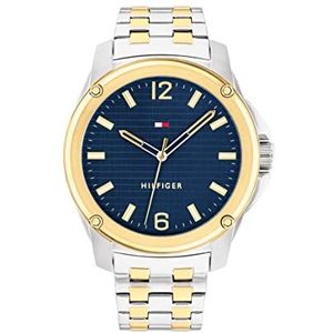 Tommy Hilfiger Analoge quartz horloge voor heren met tweekleurige roestvrijstalen armband - 1710507, Blauw, armband
