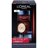 L'Oréal Paris Gezichtsverzorgingsset, anti-aging dag- en nachtverzorging met 3-voudige werking, met pro-retinol, hyaluronzuur en vitamine C, Revitalift Laser X3, 2 x 50 ml