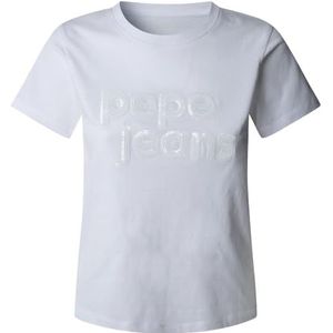 Pepe Jeans - T-shirt ARIA - Kleur White - Materiaal Katoen - Met Pailletten