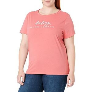 ONLY CARMAKOMA Cartilo Ss Tee JRS T-shirt voor dames, Calypso koraal/detail: melange, 42/44 Grote maten