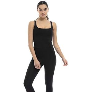 Shambhala Barcelona Michi tank/T-shirt, mouwloos, van gerecycled polyester, dames, zwart, medium