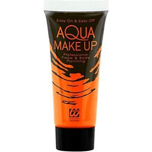 Widmann 09973 - Aqua Make-Up Fluorescerend Volwassen Unisex, In Tube, Jaren 80, Dia De Los Muertos, Braziliaans Carnaval, Halloween, 30 Ml, Oranje Kleur