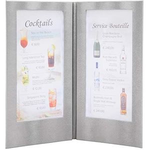 Securit LED menukaart, verlichte oplaadbare kaart in lederlook voor 2 pagina's A4 papier of folie (A4/A5).