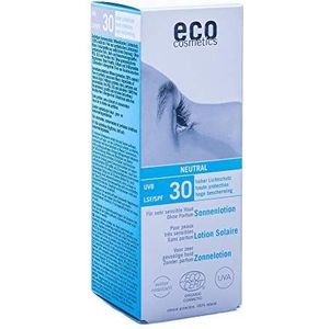 Eco Cosmetics Eco Zonnelotion neutraal SPF 30+, waterbestendig, veganistisch, zonder microplastic, natuurlijke cosmetica voor gezicht en lichaam, 1 x 100 ml