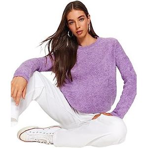 Trendyol Dames gestructureerde lange mouwen reguliere sweater, lila, L