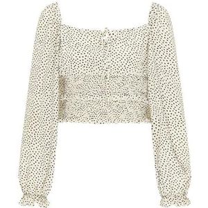 myMo Dames shirt met lange mouwen, wit zwart, M, wit, zwart, M