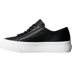 Calvin Klein - VULC FLATF LACE UP LTH CK - Plateausneakers - Zwart/wit