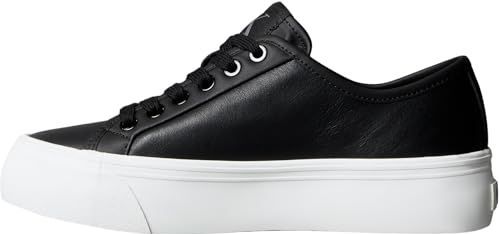 Calvin Klein - VULC FLATF LACE UP LTH CK - Plateausneakers - Zwart/wit