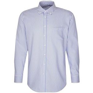 Seidensticker Zakelijk overhemd voor heren, regular fit, strijkvrij, button-down-kraag, lange mouwen, 100% katoen, blauw, 44