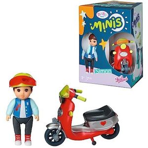 BABY born Minis Speelset Simon met Scooter 906118 - 7cm pop met exclusieve accessoires en beweegbaar lichaam voor realistisch spel - Geschikt voor kinderen vanaf 3+ jaar.