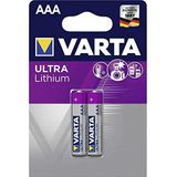 VARTA Lithium AAA Micro LR03 Batterijen (verpakking met 2 stuks) - ideaal voor digitale camera speelgoed GPS-apparaten sport- en outdoor-toepassingen