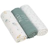 LÄSSIG Heavenly Soft Swaddle L Garden Explorer Tractor Babydoek, 3-delige set, katoen, 80 x 80 cm